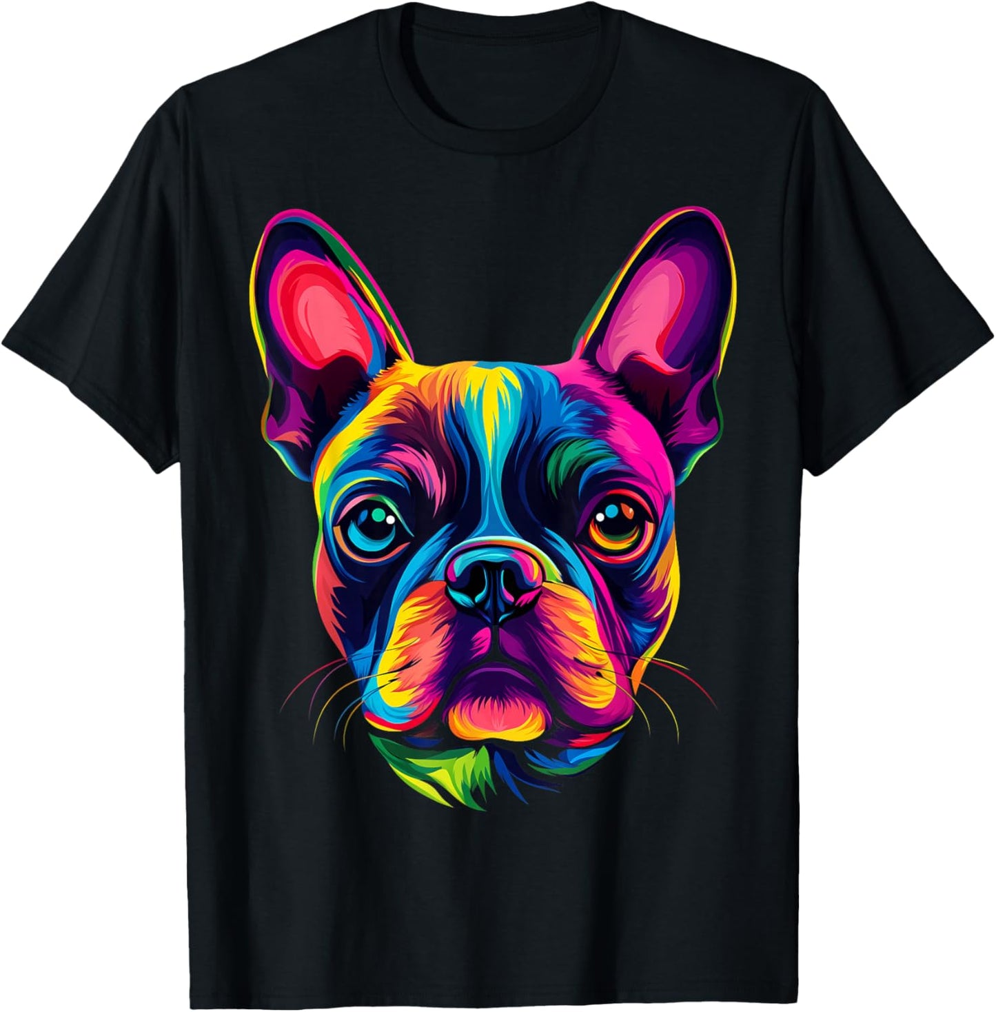 Colorful Boston Terrier Face Cute Dog Lover Men Women Black T-Shirt - T-Shirt | Black