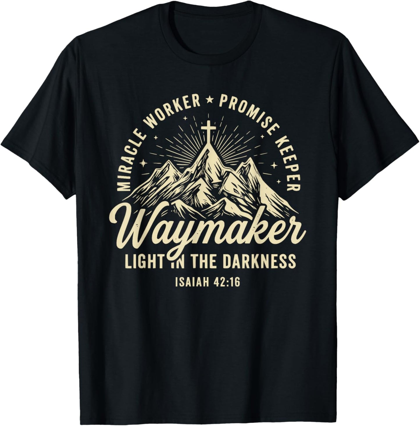 Waymaker Promise Keeper Miracle Worker Christian Waymaker T-Shirt - T-Shirt | Black