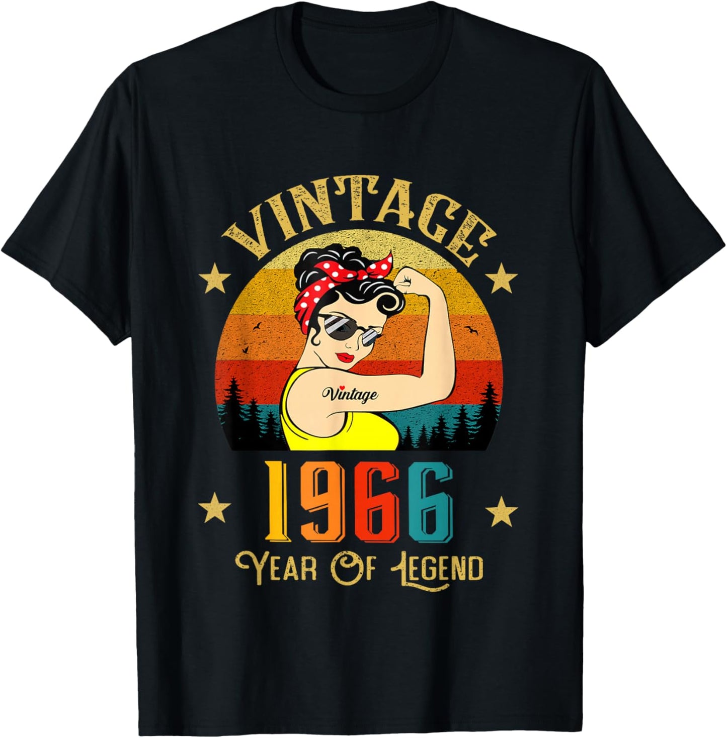 Vintage 1966 Birthday Women 60 Years Funny Vintage 1966 T-Shirt - T-Shirt | Black