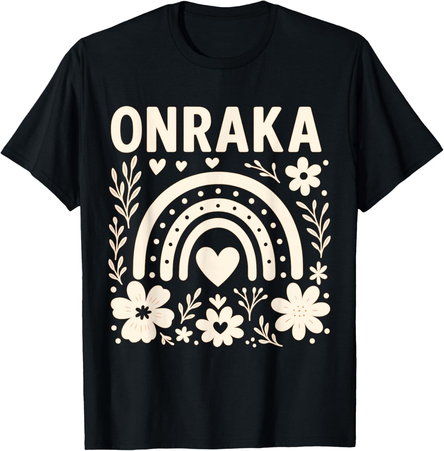 Onraka Bright Orange Rainbow Spirit Design T-Shirt - T-Shirt | Black