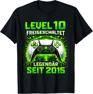 Level 10 Birthday Boy Gamer Funny 2016 10th Birthday T-Shirt - T-Shirt | Black