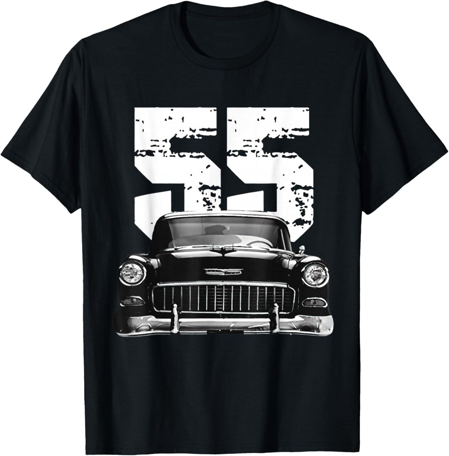 1955 55 Bel air Vintage 50s Silhouette Classic Old Hot Rod T-Shirt - T-Shirt | Black