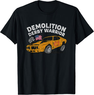 Demolition Derby Car Driver Vintage Graphic T-Shirt - T-Shirt | Black