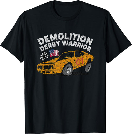 Demolition Derby Car Driver Vintage Graphic T-Shirt - T-Shirt | Black