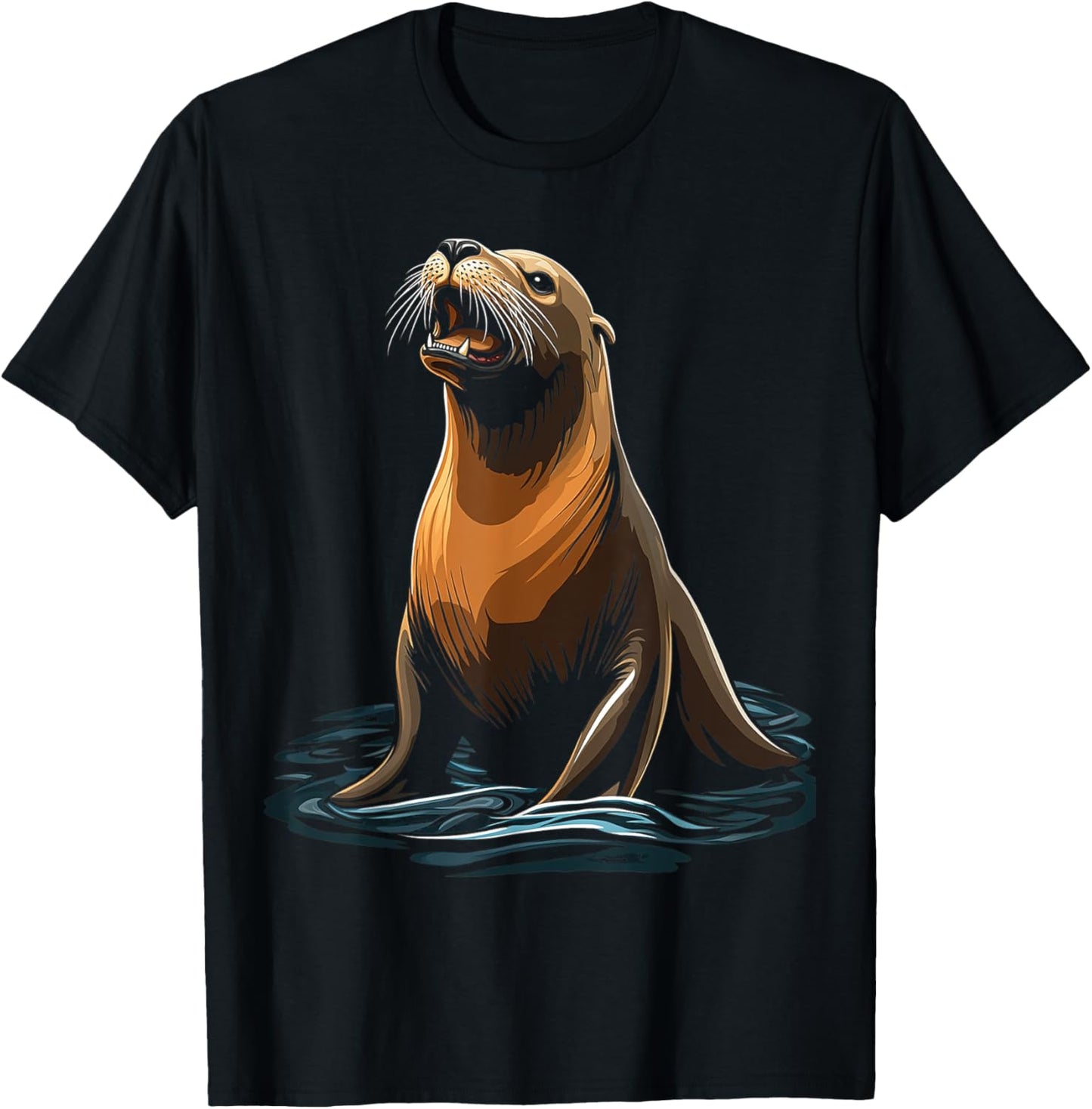 Sea Lion Animal Motif Art Sea Lion T-Shirt - T-Shirt | Black