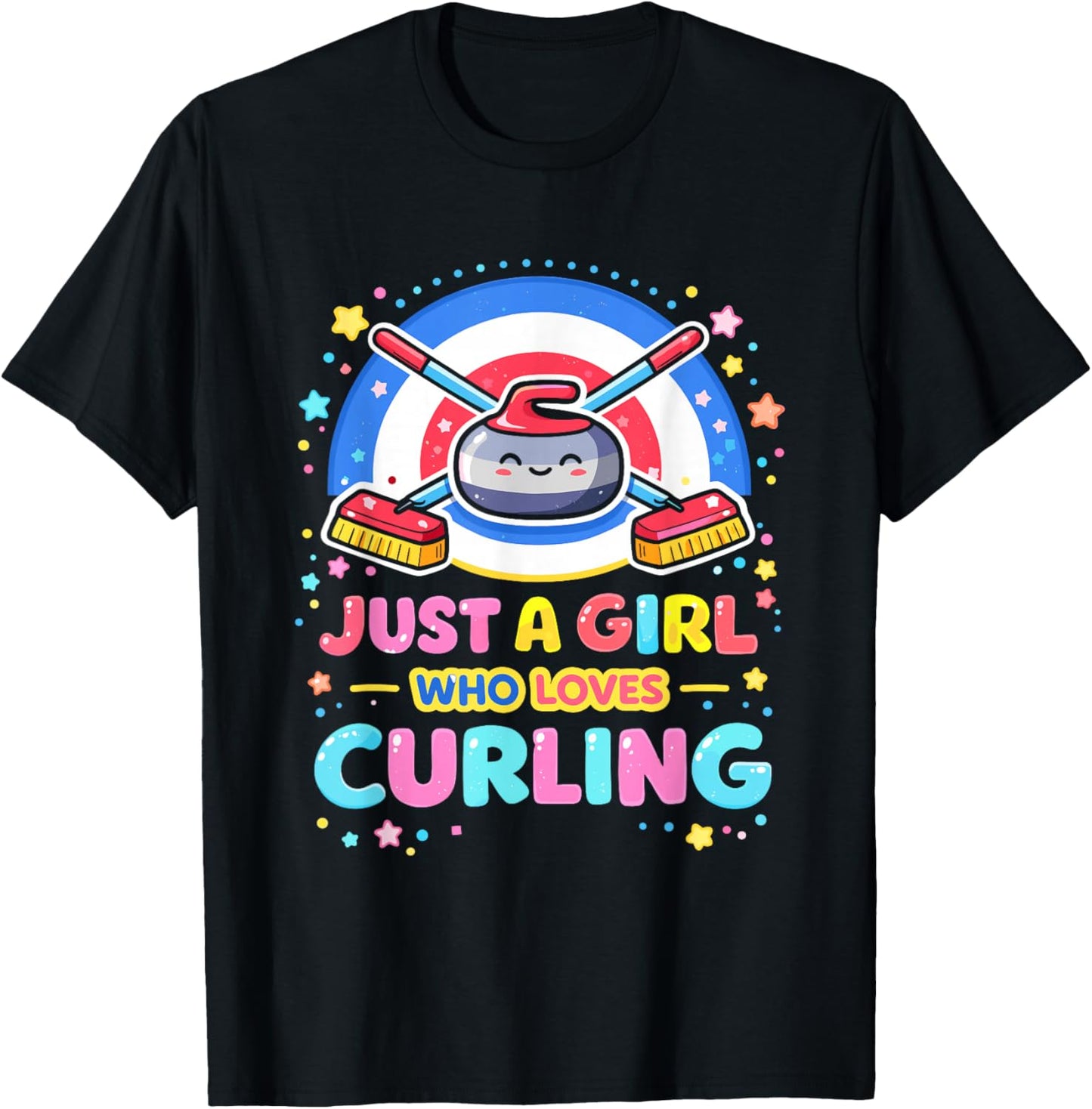 Just a Girl who Loves Curling T-Shirt - T-Shirt | Black