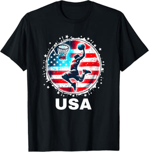 Basketball USA Go USA Team Shirt USA Flag Basketball T-Shirt - T-Shirt | Black