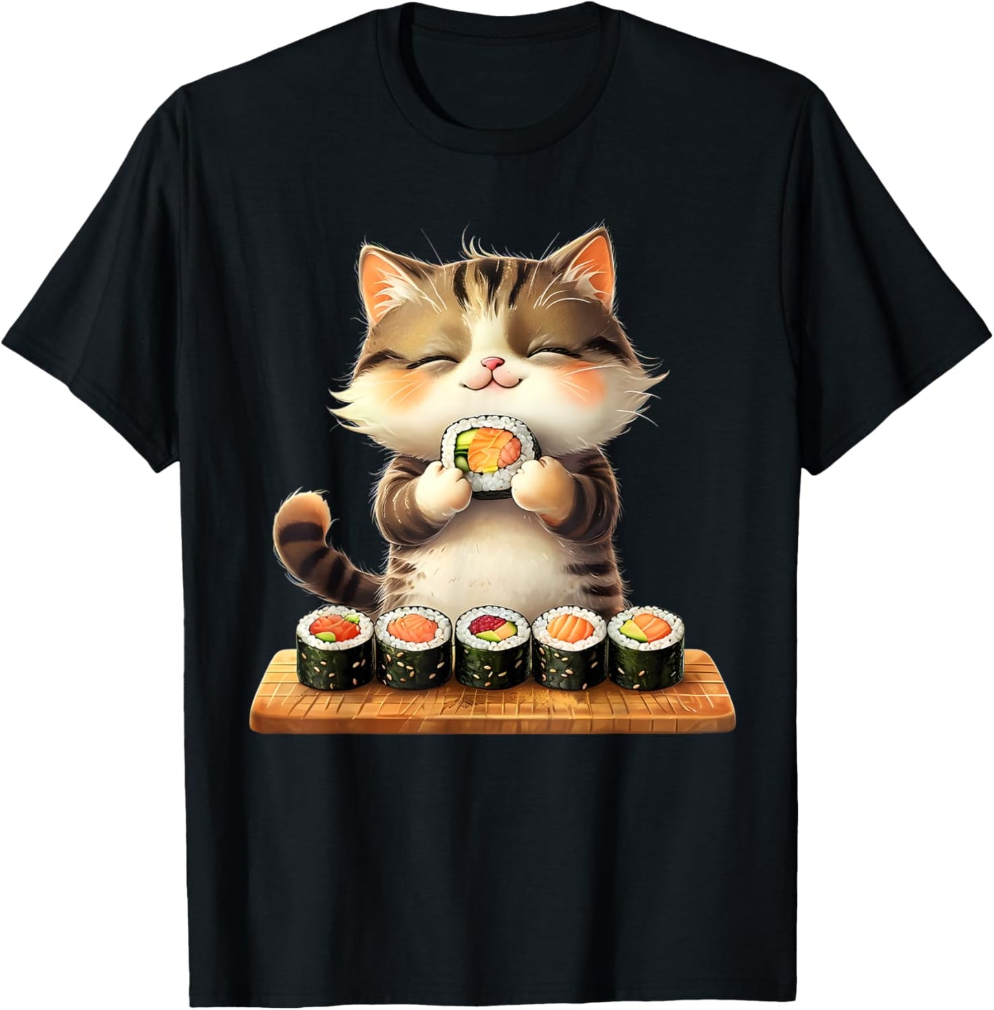Kawaii Cat Lover Japanese Cat Owner Sushi Lover Anime Otaku Men Women Kids T-Shirt - T-Shirt | Black