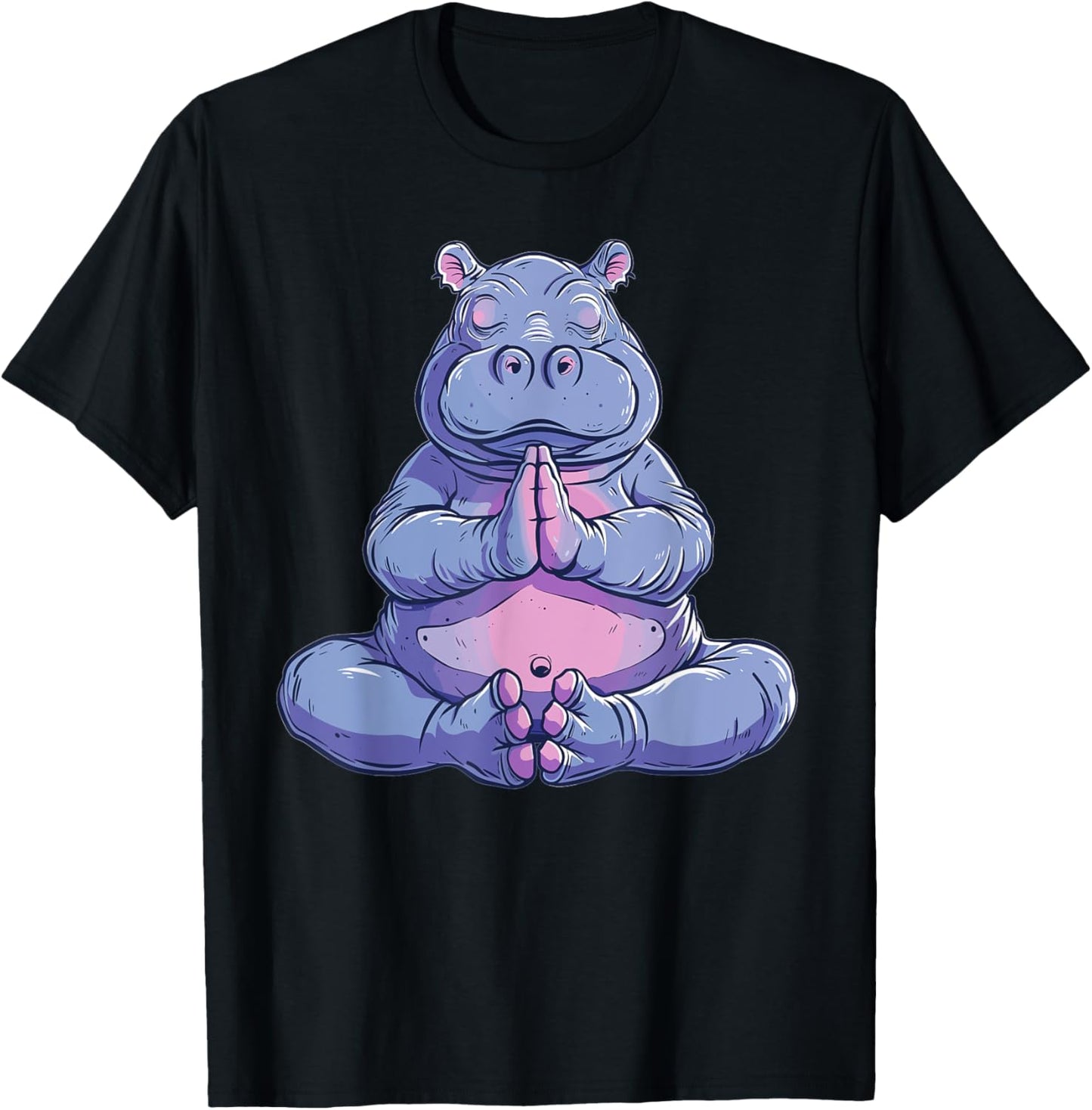 Cute Hippo Yoga T-Shirt - T-Shirt | Black