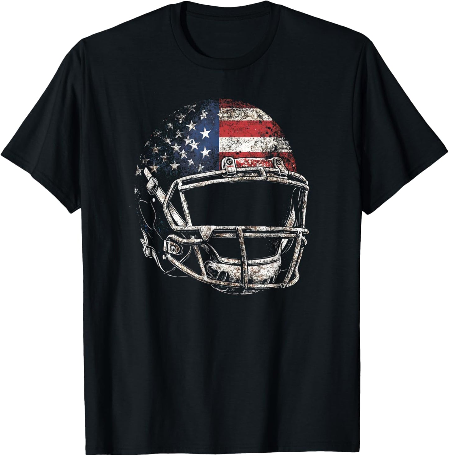 American Football Players Helmet US Flag T-Shirt - T-Shirt | Black