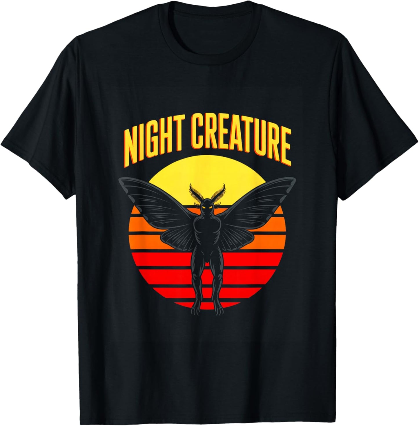 Night Creature Retro Horror Mothman Cryptid T-Shirt - T-Shirt | Black