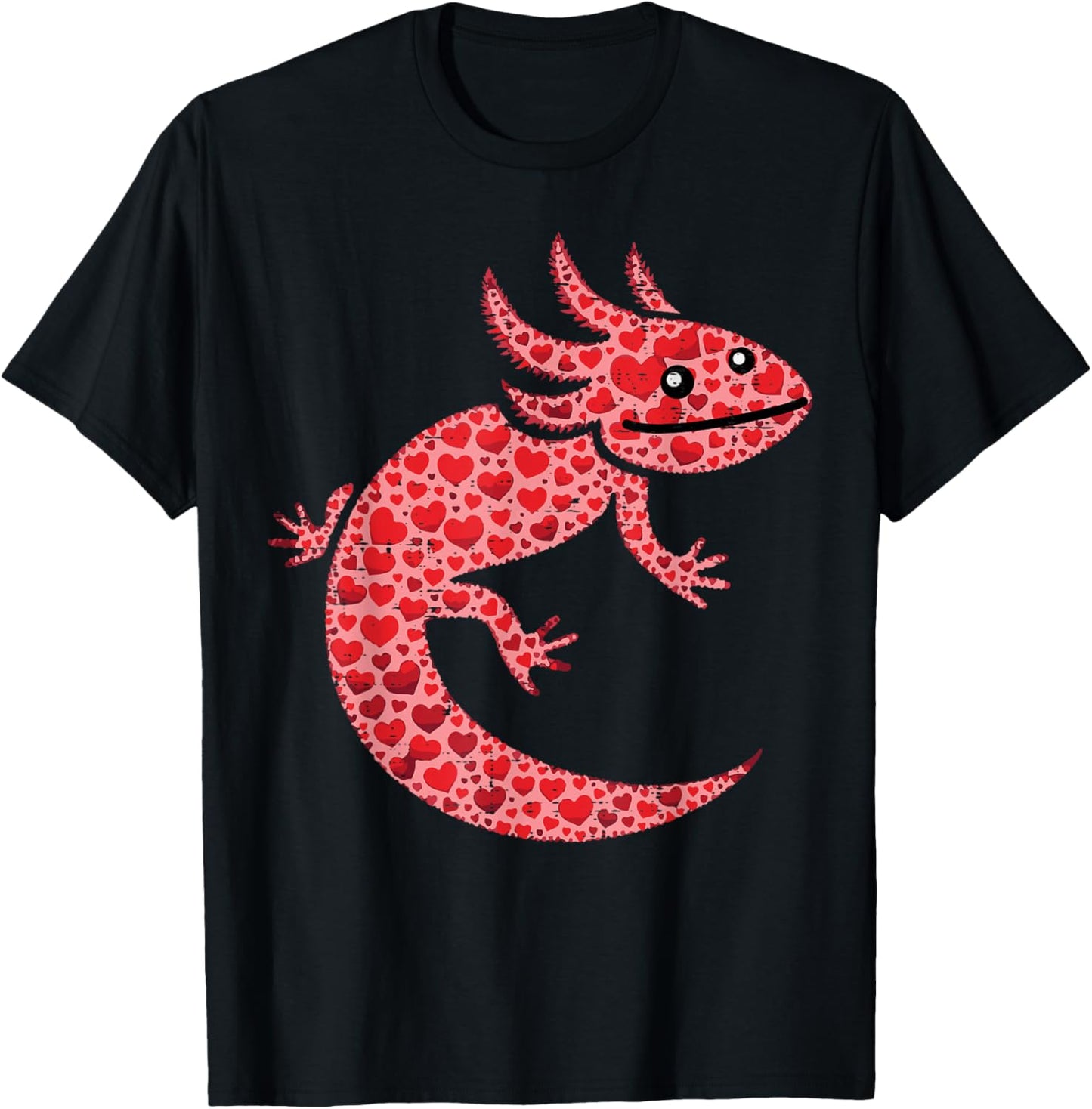 Valentines Day Hearts Axolotl Cute Animal Men Women Kids T-Shirt - T-Shirt | Black