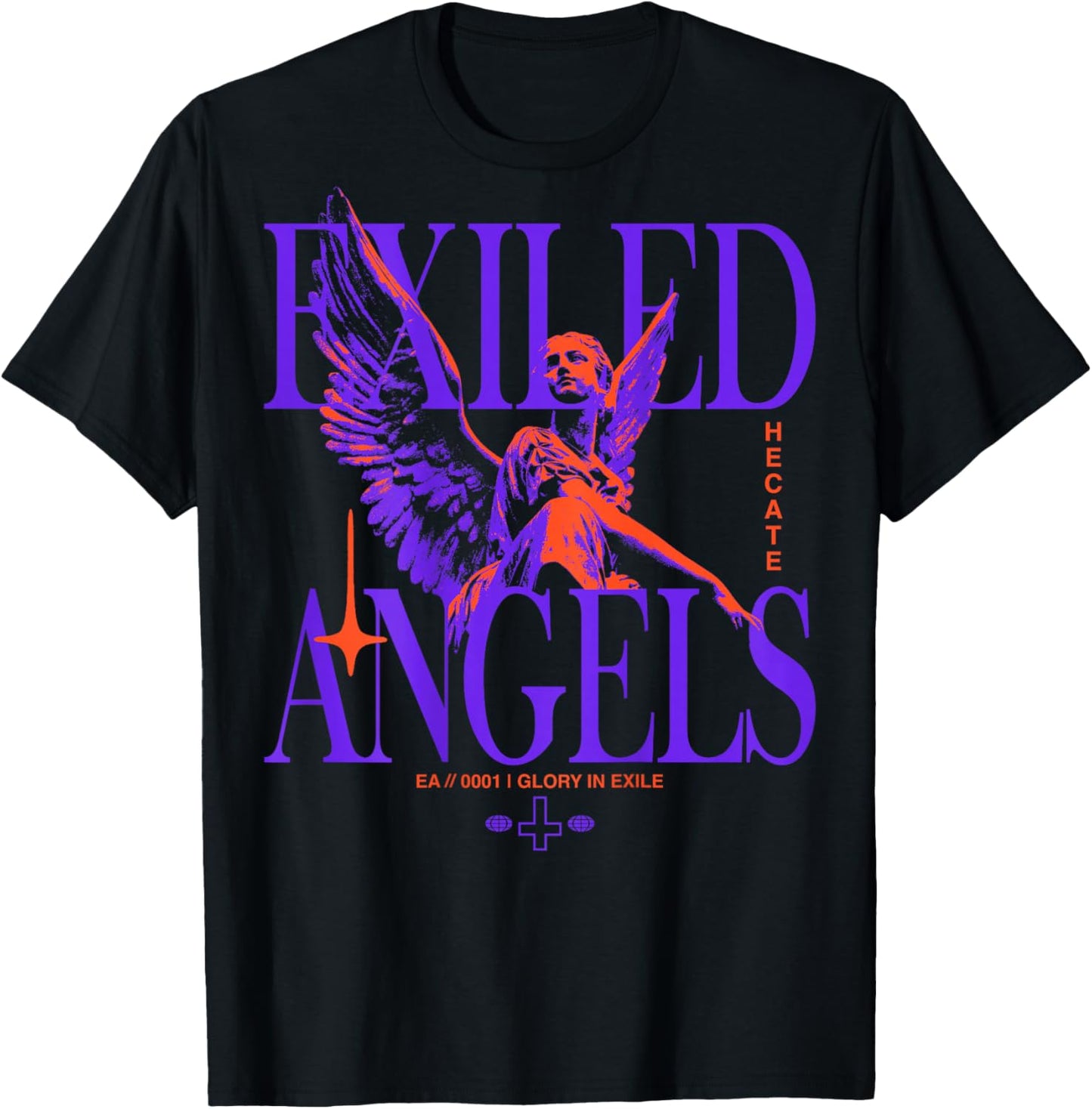 Angel Vintage Streetwear Urban Hip Hop Y2K Back Print T-Shirt - T-Shirt | Black