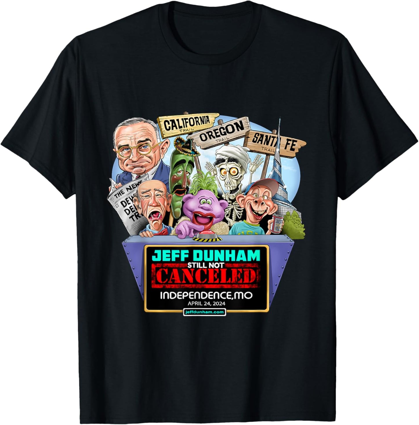 Jeff Dunham Independence, MO (2024) T-Shirt - T-Shirt | Black