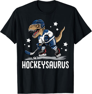 Hockeysaurus Funny Dinosaur Hockey Kids Hockey Boy T-Shirt - T-Shirt | Black