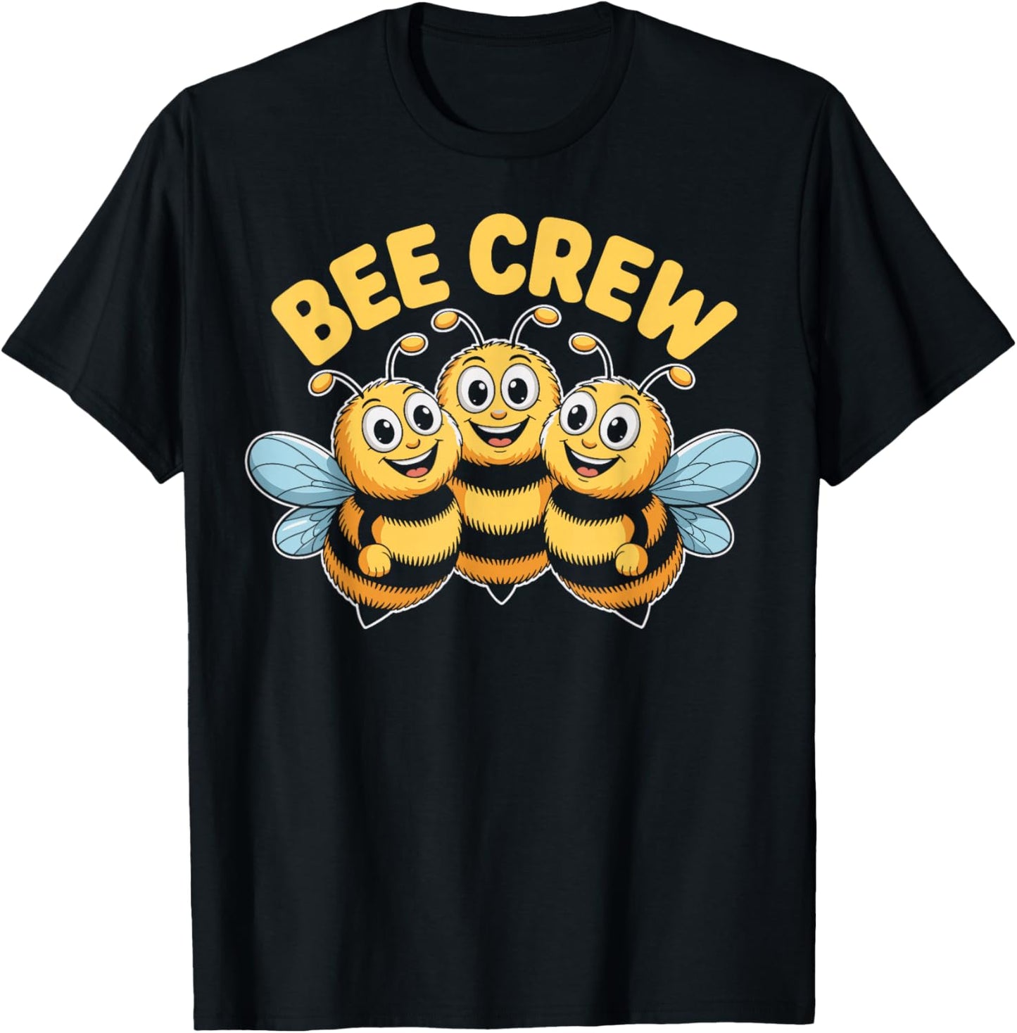 Bee Crew Cute Cartoon Bumblebee Pollen Apiarist Beehive T-Shirt - T-Shirt | Black