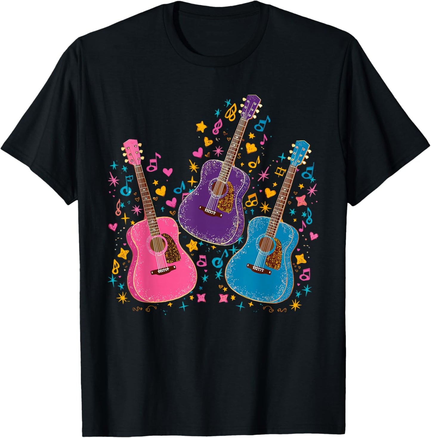 Musical Acoustic Guitars T-Shirt - T-Shirt | Black