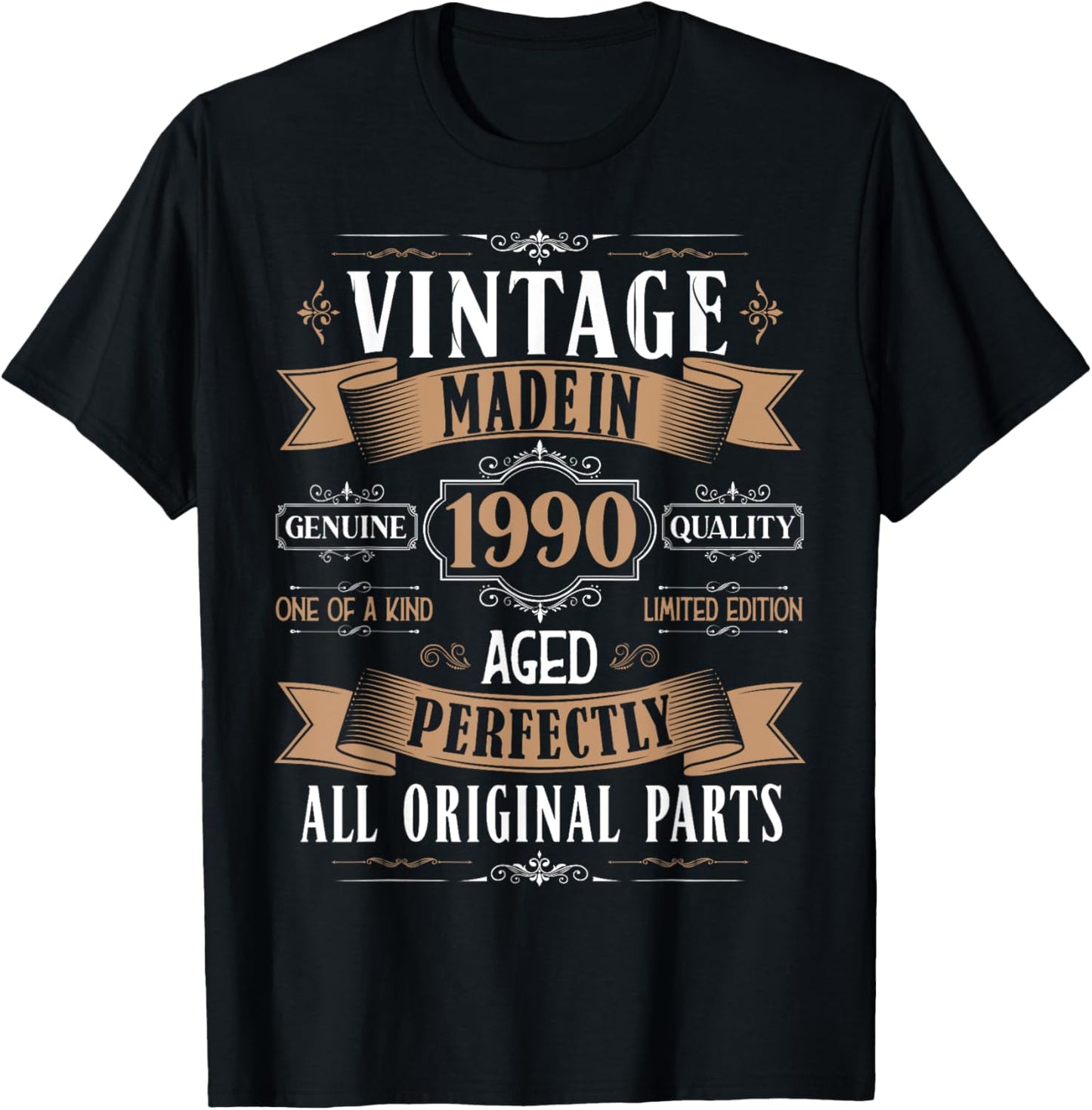 Vintage 35th birthday men Born 1990 35 years old Bday T-Shirt - T-Shirt | Black