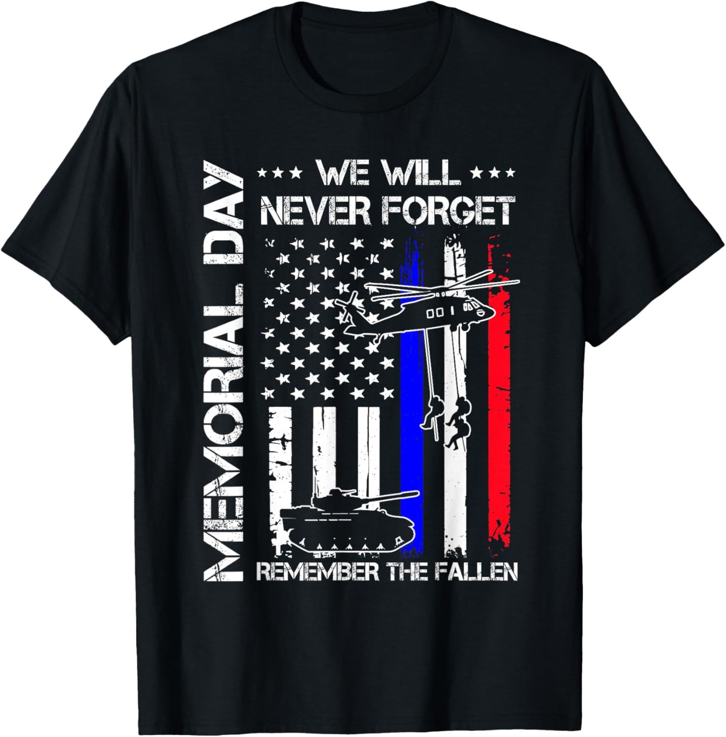 Memorial Day Remembering Our Fallen Patriotic USA Flag Men T-Shirt - T-Shirt | Black
