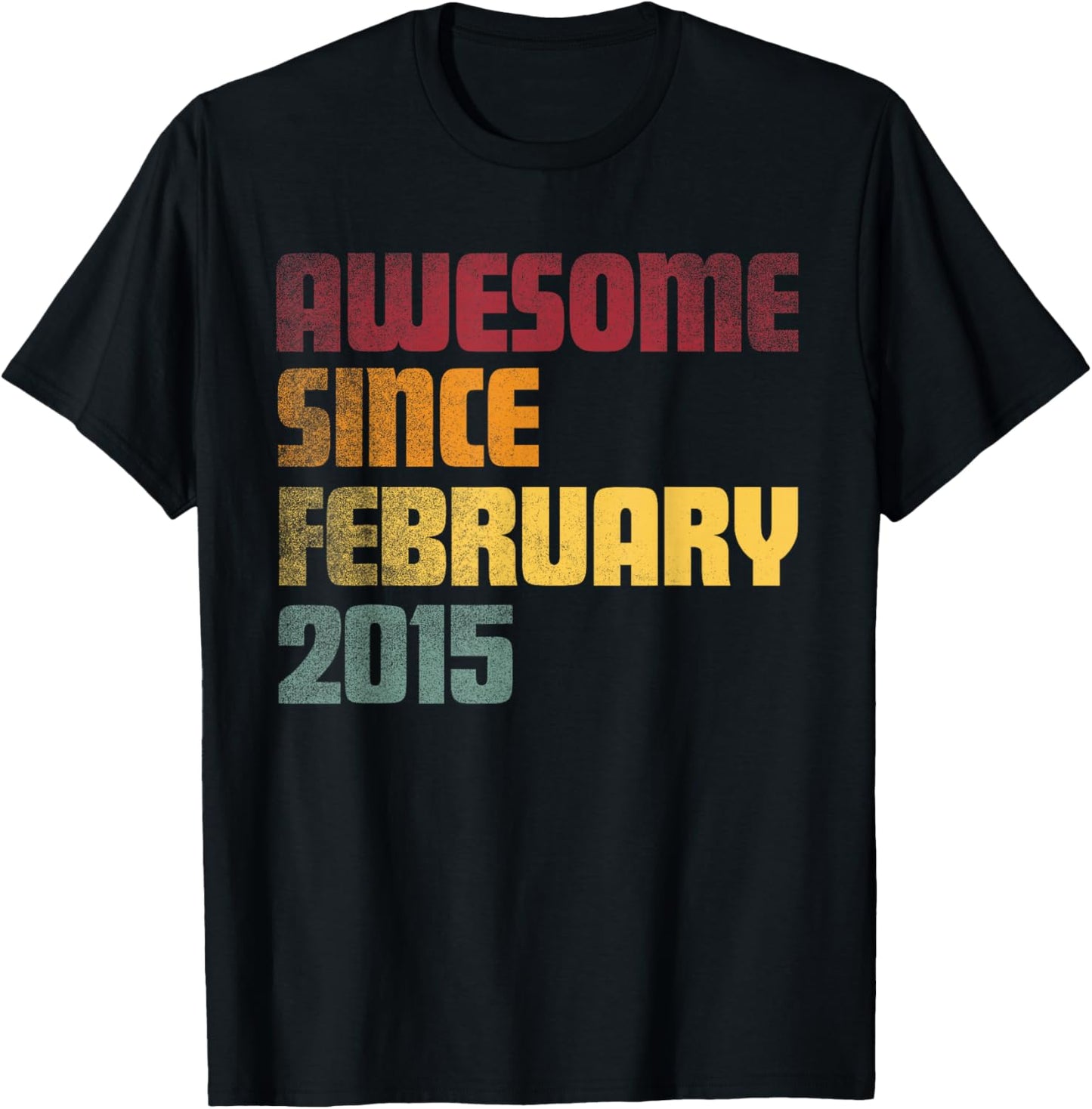 Awesome Since February 2015 11th Birthday - Vintage T-Shirt - T-Shirt | Black