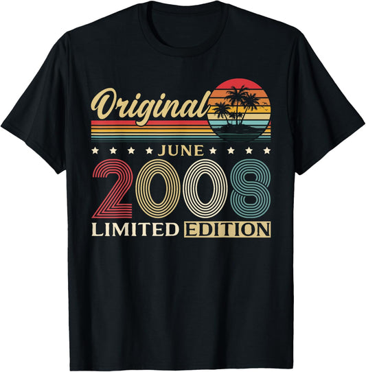 18 Ans Anniversaire Homme Cadeau Juin 2008 Vintage T-Shirt - T-Shirt | Black