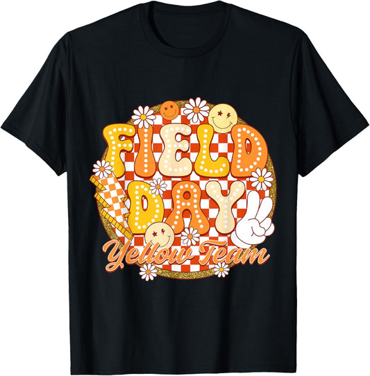 Field Day Yellow Team Color Field Trip Teacher Student T-Shirt - T-Shirt | Black