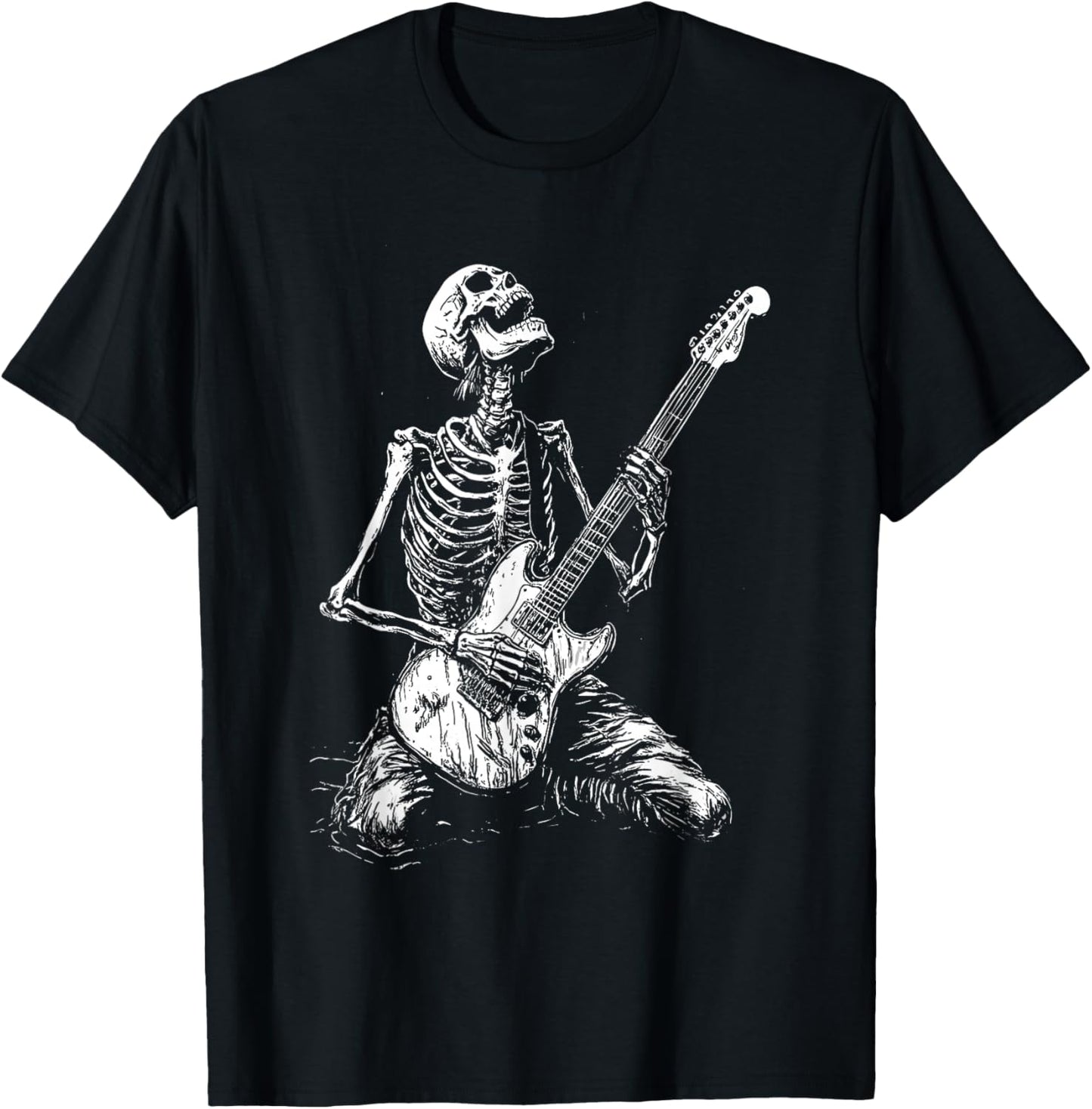 Skeleton Heavy Death Metal Rock Punk Gothic Guitar Grunge T-Shirt - T-Shirt | Black