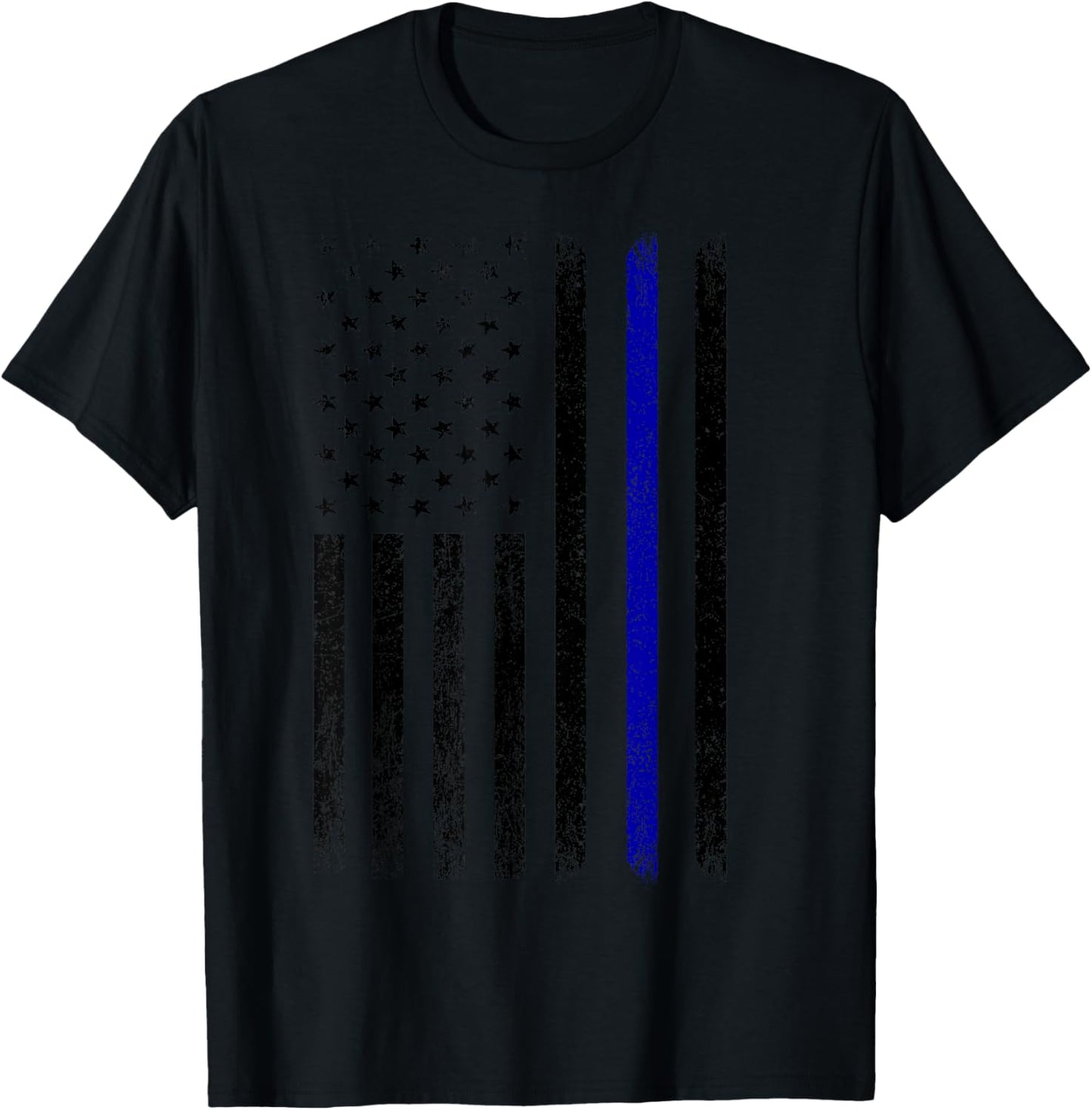 Police Thin Blue Line Flag USA American Patriotic T-Shirt - T-Shirt | Black