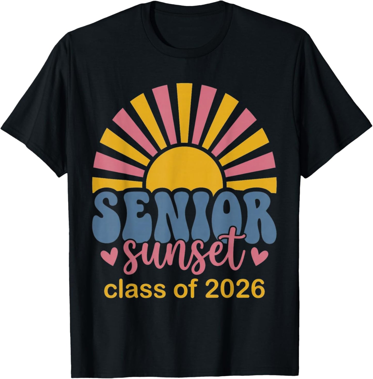 Senior Sunset Retro Graduation Class 2026 T-Shirt - T-Shirt | Black
