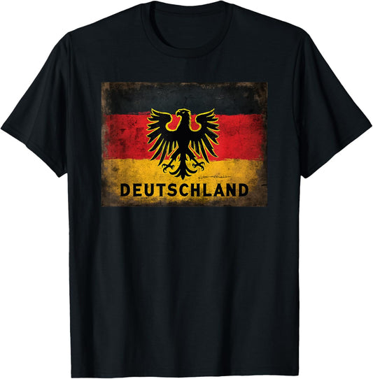 Vintage Deutschland Flag – Classic German Pride Distressed T-Shirt - T-Shirt | Black