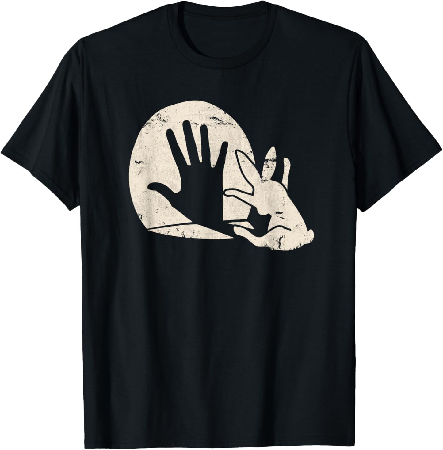 Rabbit Hand Shadow Puppet Bunny Animal Shadow T-Shirt - T-Shirt | Black