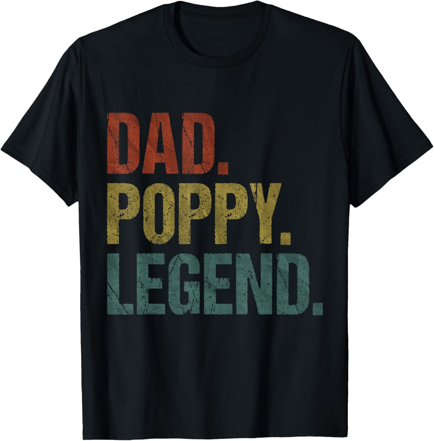 Dad Poppy Legend Vintage Retro Grandpa Father's Day T-Shirt - T-Shirt | Black