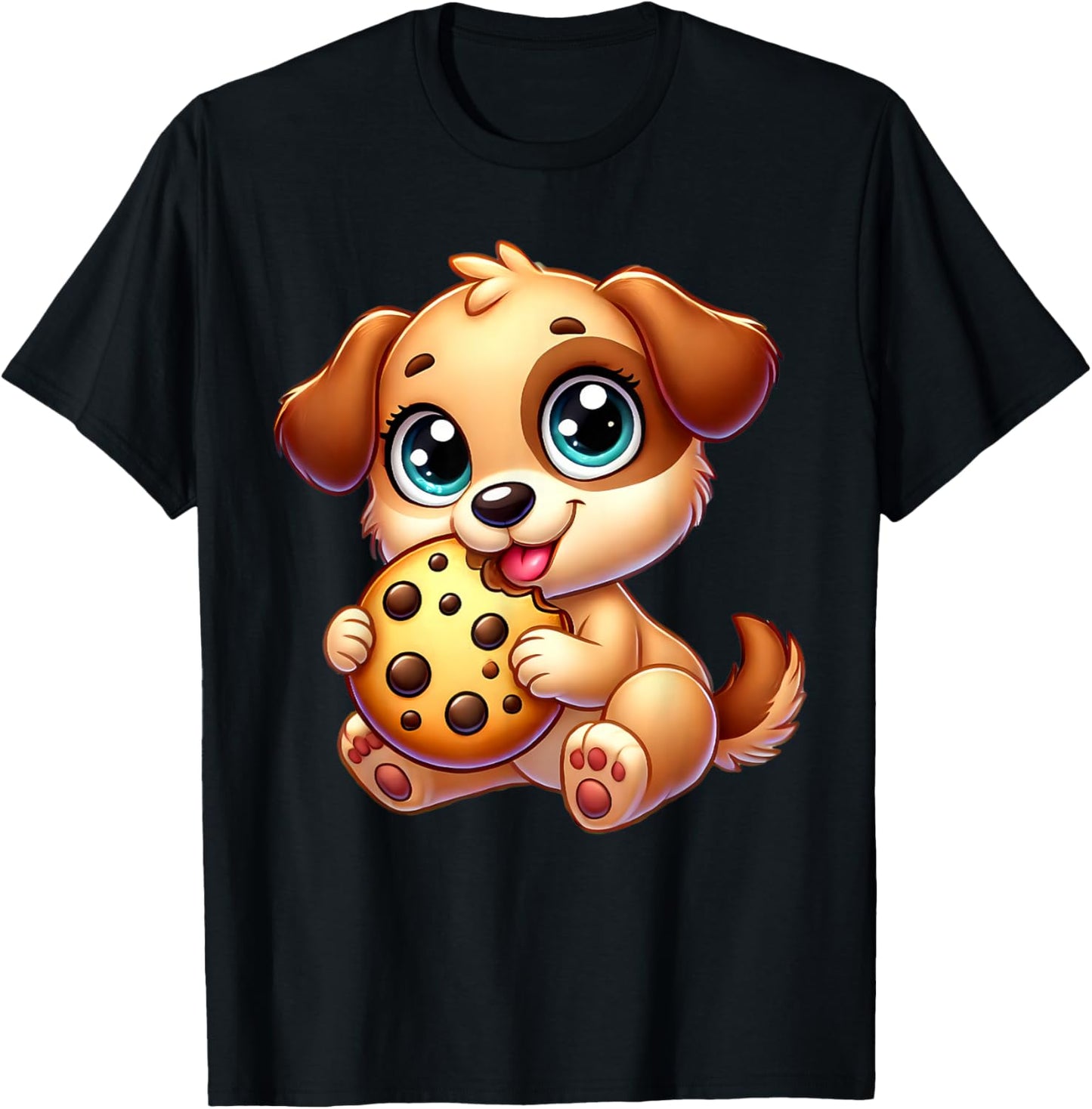 Dog Cookie Lover Love Snacks Puppy Animal Men Women Girls Kids T-Shirt - T-Shirt | Black