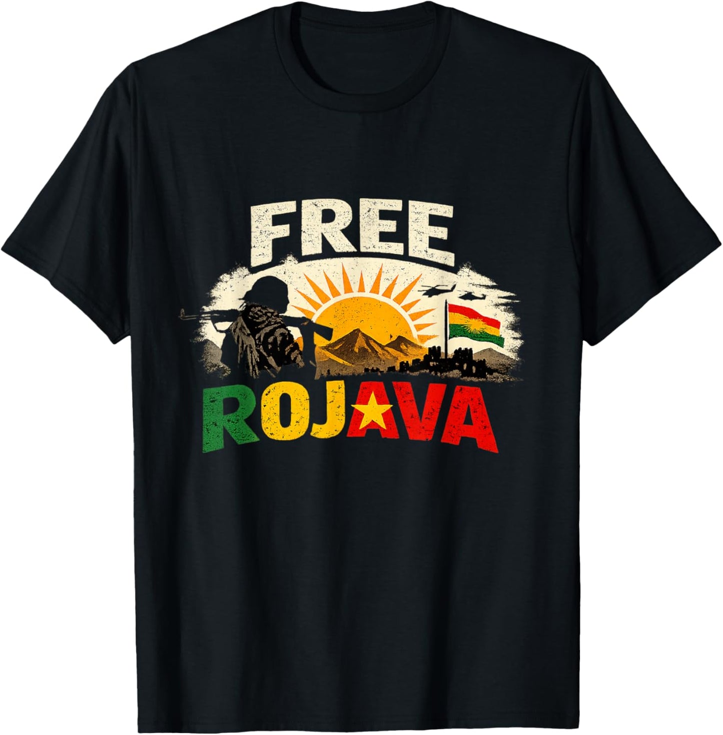 Free Rojava Kurdistan T-Shirt - T-Shirt | Black