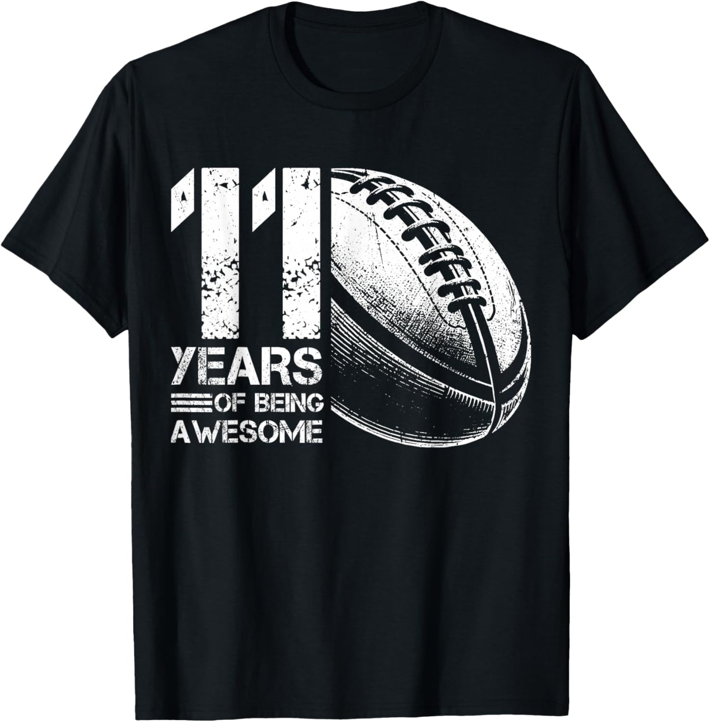 Retro Rugby Player for 11th Birthday Boy Girl 11 Years Old T-Shirt - T-Shirt | Black