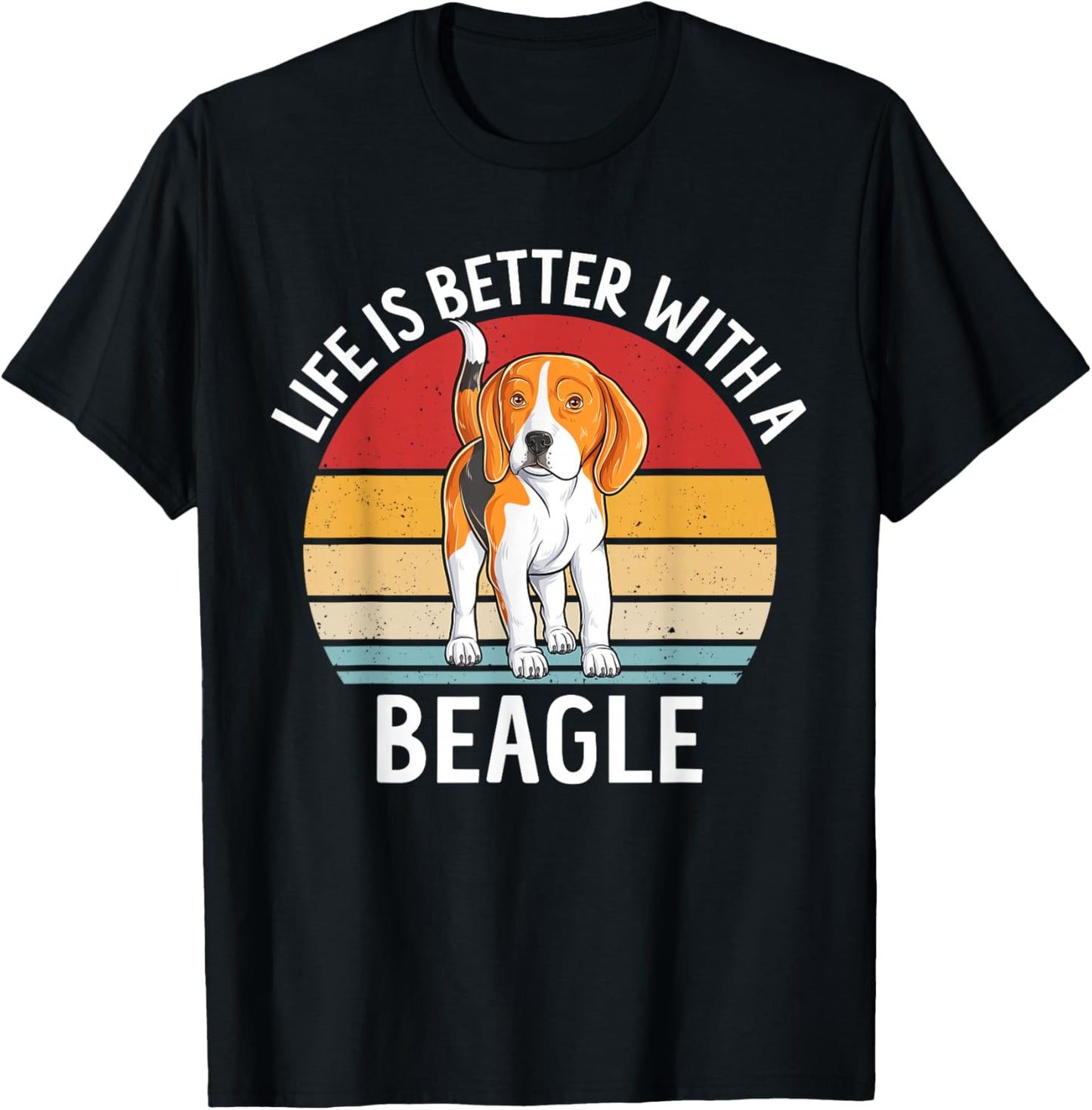 Life Is Better With A Beagle Funny Dog Puppy Vintage Beagle T-Shirt - T-Shirt | Black