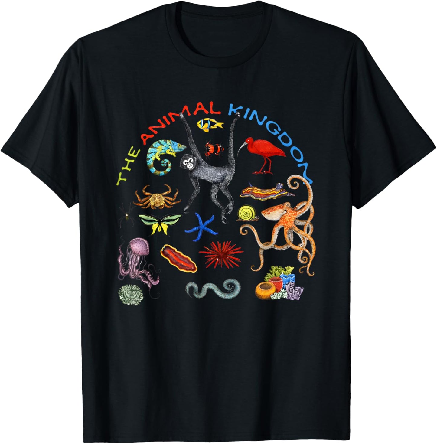 The Animal Kingdom Colorful Wildlife T-Shirt - T-Shirt | Black