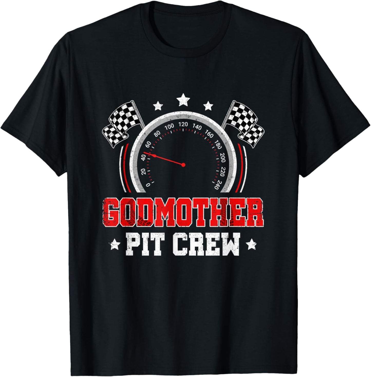 Godmother Pit Crew Race Car Birthday Party Racing Family T-Shirt - T-Shirt | Black