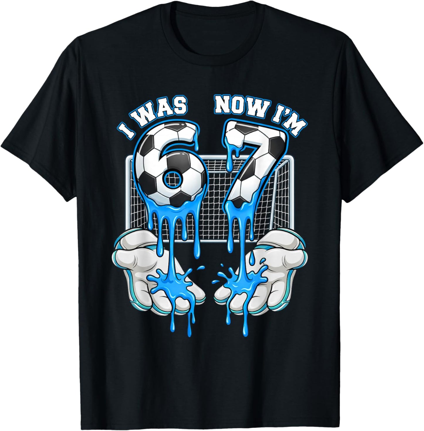 7 Year Old Birthday Six Now I'm Seven 67 Meme Football T-Shirt - T-Shirt | Black