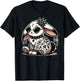 Gothic Bunny with Floral Punk Tattoos & Spiked Collar T-Shirt - T-Shirt | Black