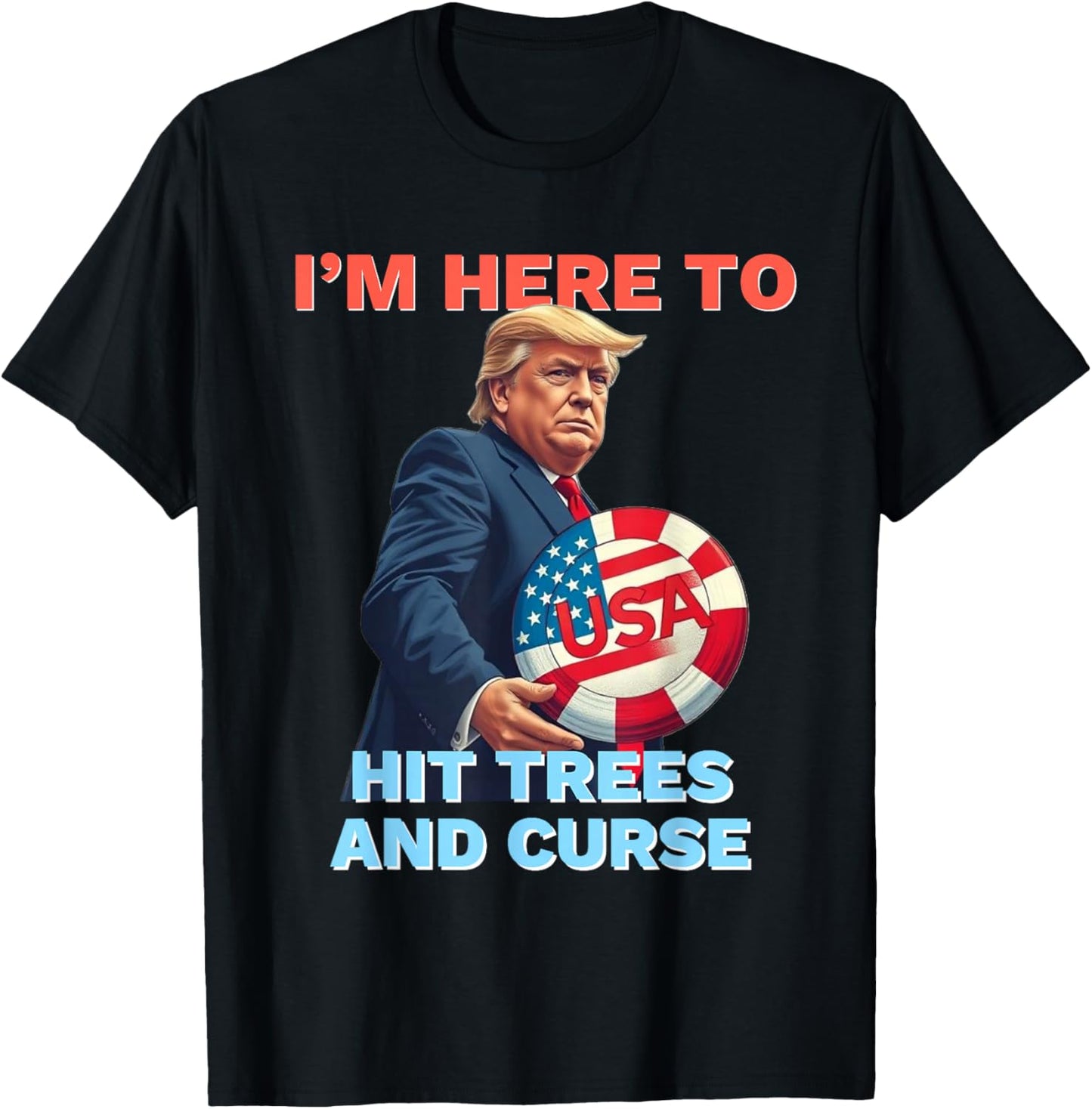 Disc Golf Shirt Funny Hit Trees and Curse Retro Disc Golf T-Shirt - T-Shirt | Black