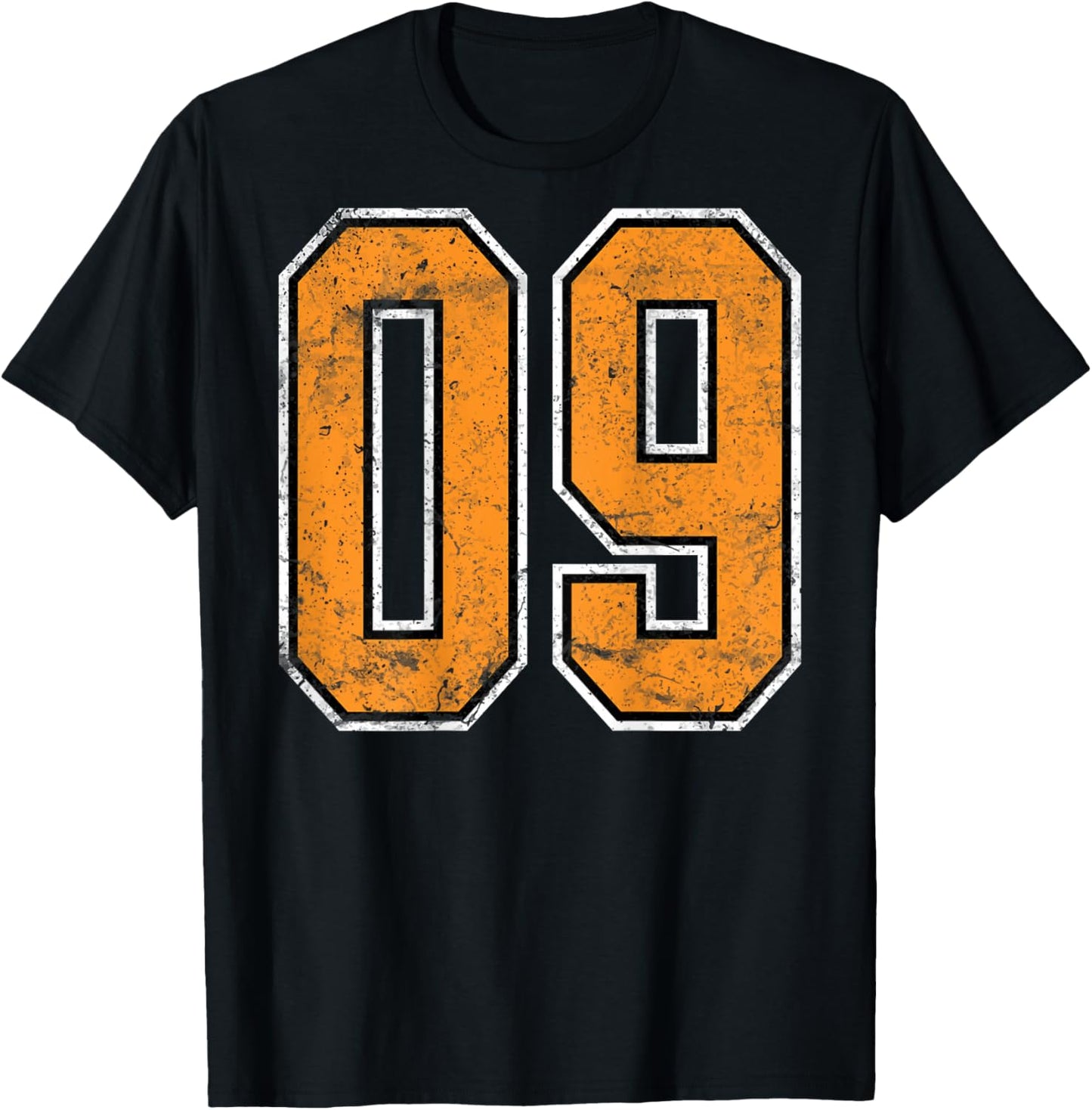 Number #9 On Back Jersey Orange Distressed Lucky Number 9 T-Shirt - T-Shirt | Black