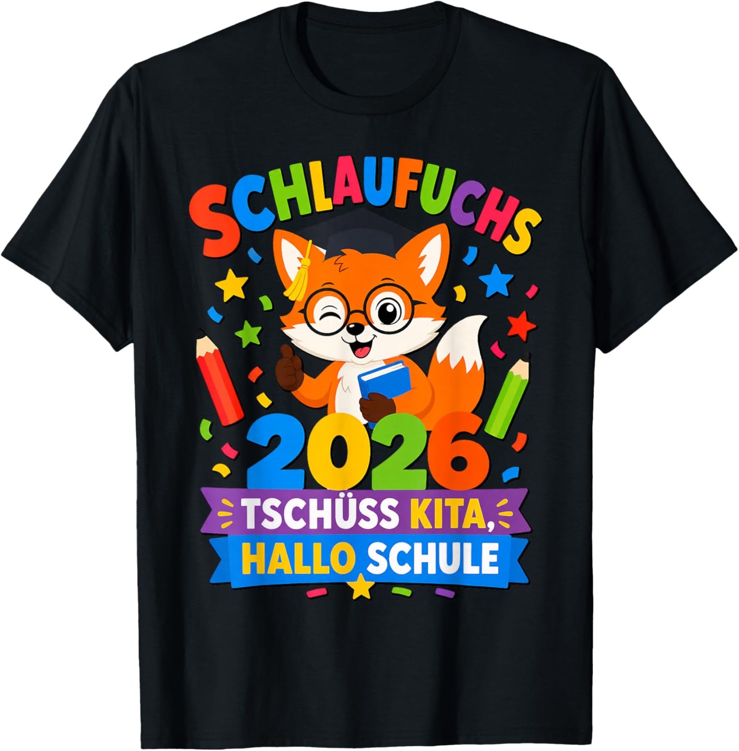 Schlaufuchs 2026 Kita Abgänger Kinder T-Shirt - T-Shirt | Black