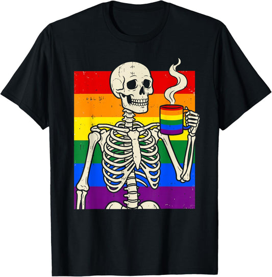 Funny Skeleton Pride Gay Skull Pride Gift T-Shirt - T-Shirt | Black