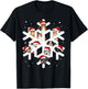 Cute Snowflake Cats Dogs Santa Hat Pets Lover Christmas Pjs T-Shirt - T-Shirt | Black