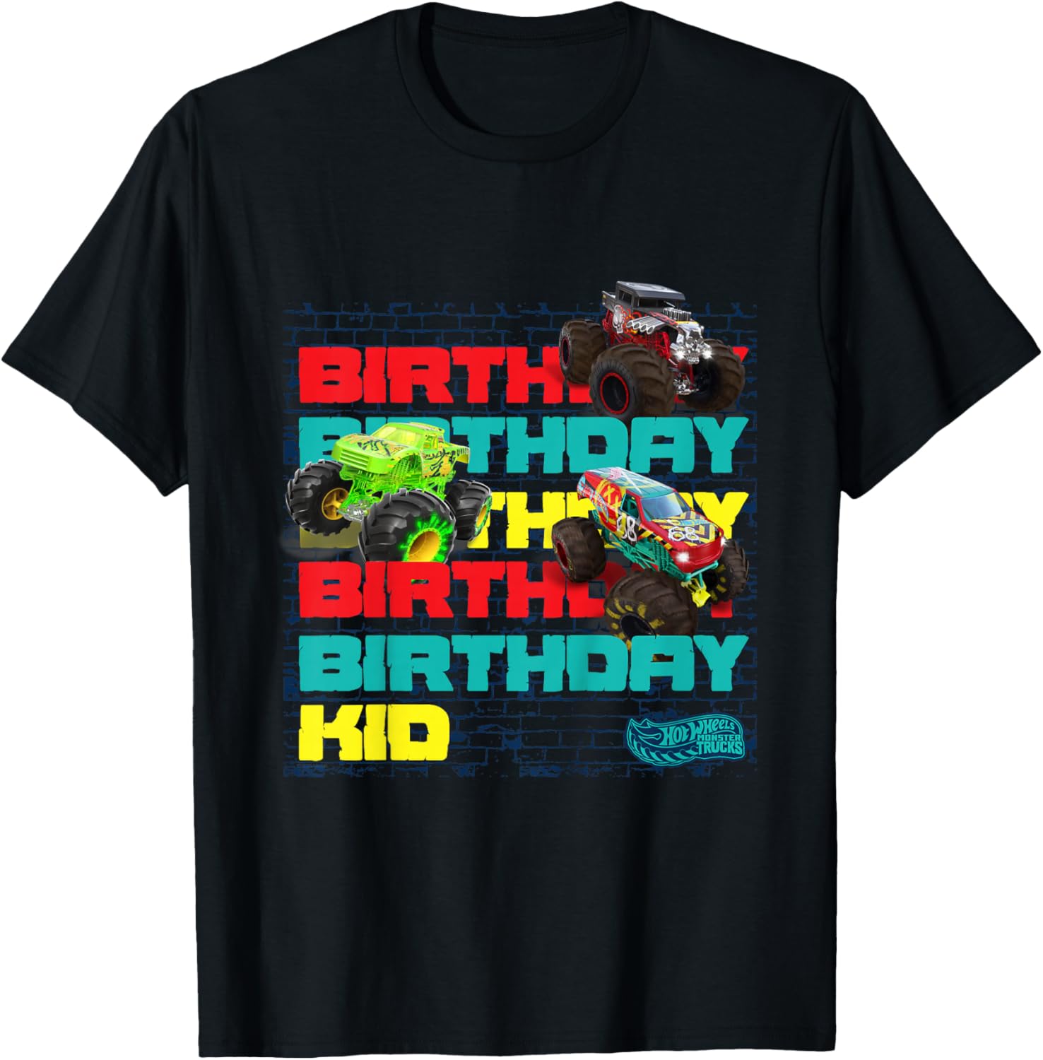 Kids Hot Wheels Monster Trucks - Birthday Kid Crash Zone T-Shirt - T-Shirt | Black