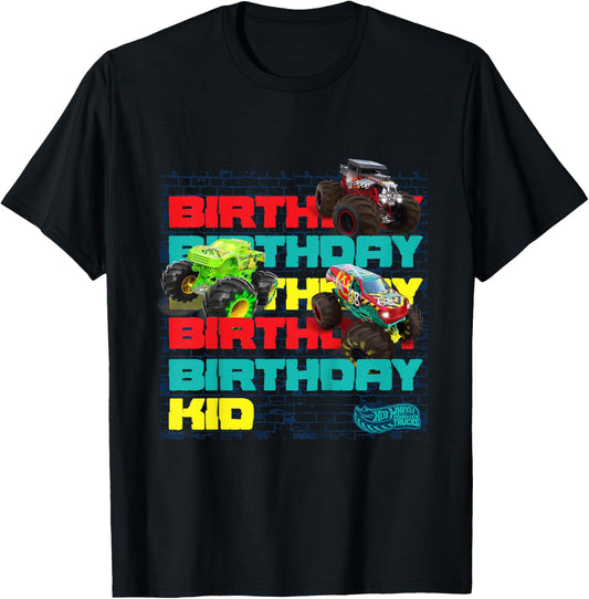 Kids Hot Wheels Monster Trucks - Birthday Kid Crash Zone T-Shirt - T-Shirt | Black