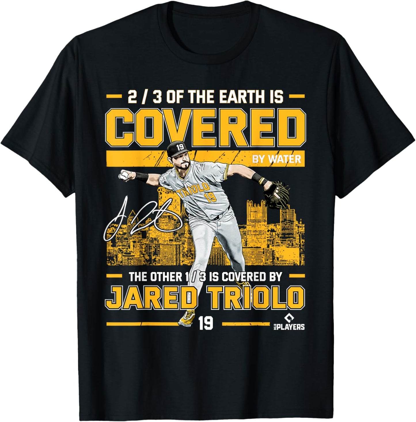Covered Jared Triolo Pittsburgh Baseball MLBPA T-Shirt - T-Shirt | Black