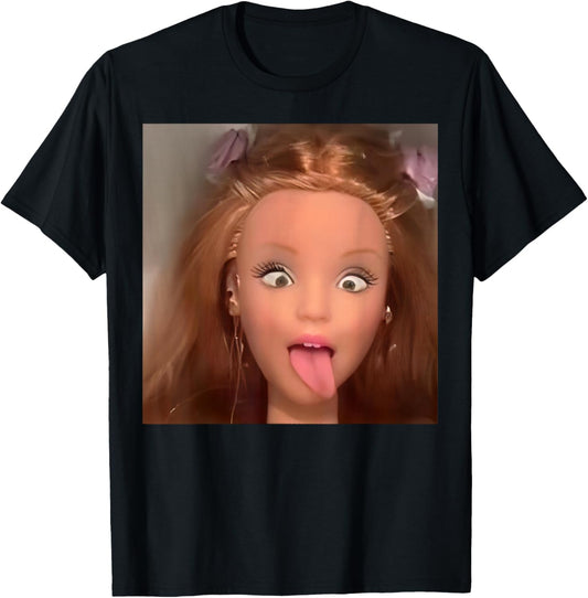 Funny Doll Face Meme T-Shirt - T-Shirt | Black