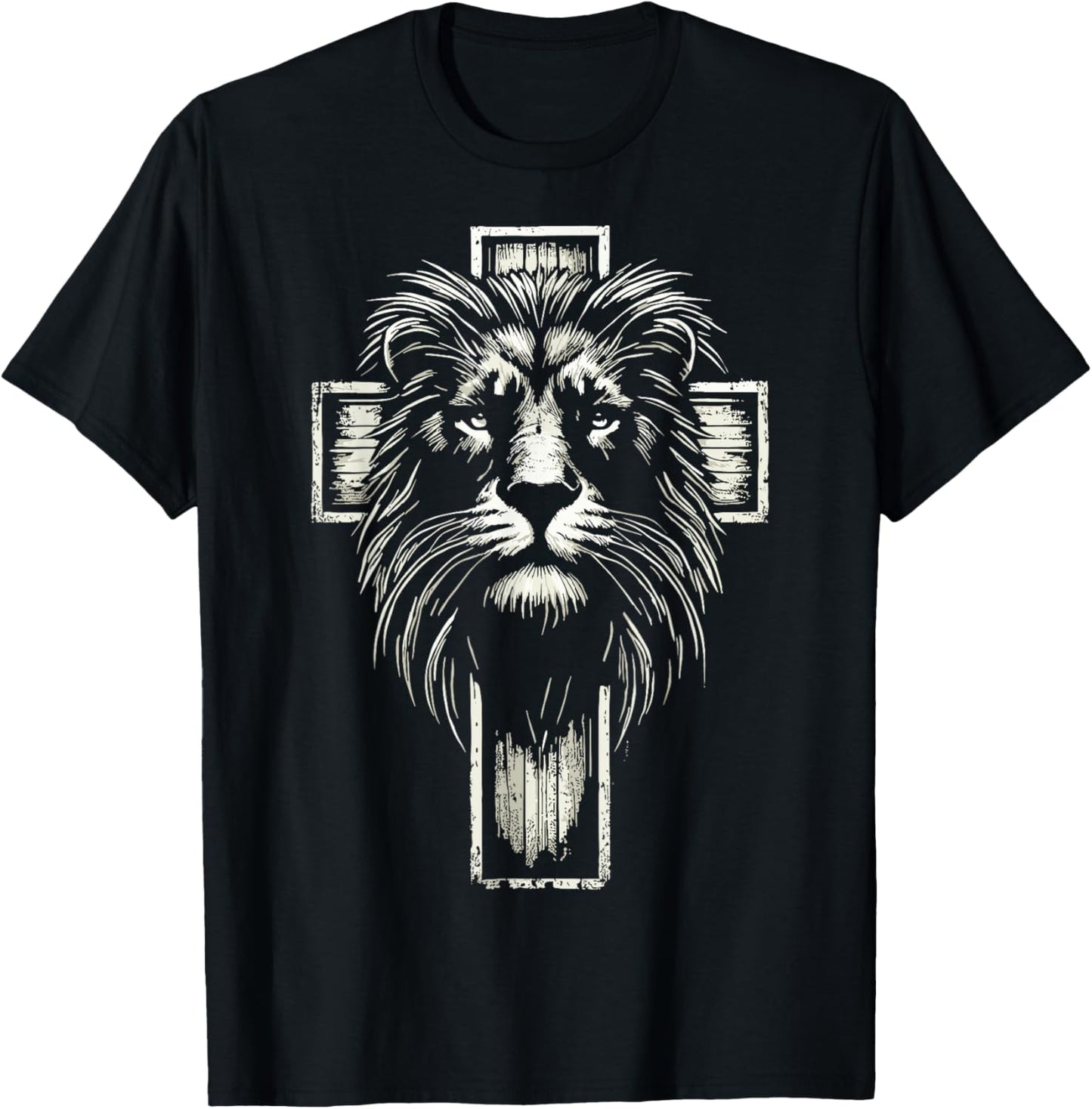 Christian Cross Lion of Judah T-Shirt - T-Shirt | Black